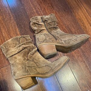 Sofft Slouchy Snakeskin-Print Suede Boot